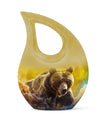 Affordable 10-inch bear themed cross drop memorial urn, 