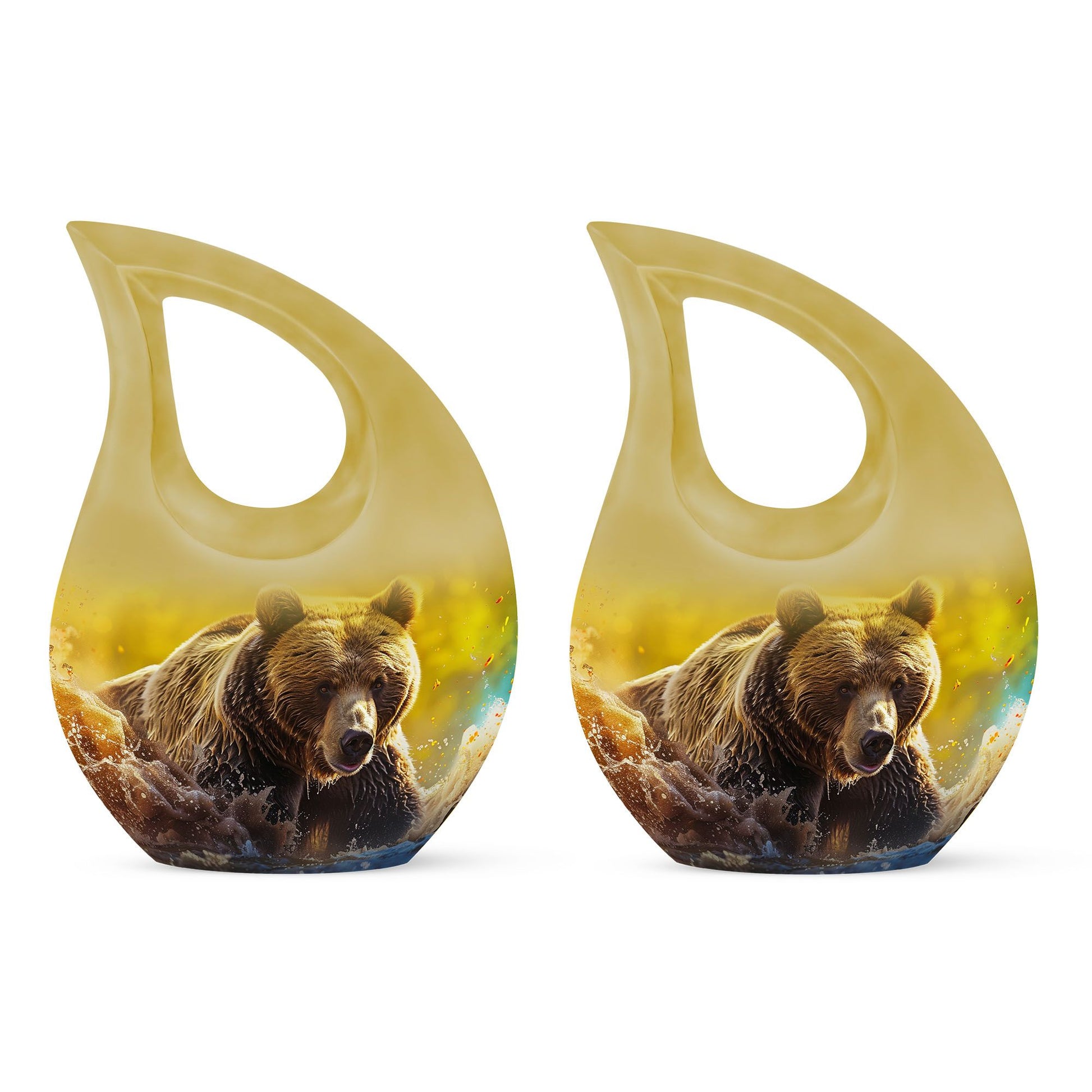 Affordable 10-inch bear themed cross drop memorial urn, 