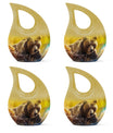 Affordable 10-inch bear themed cross drop memorial urn, 