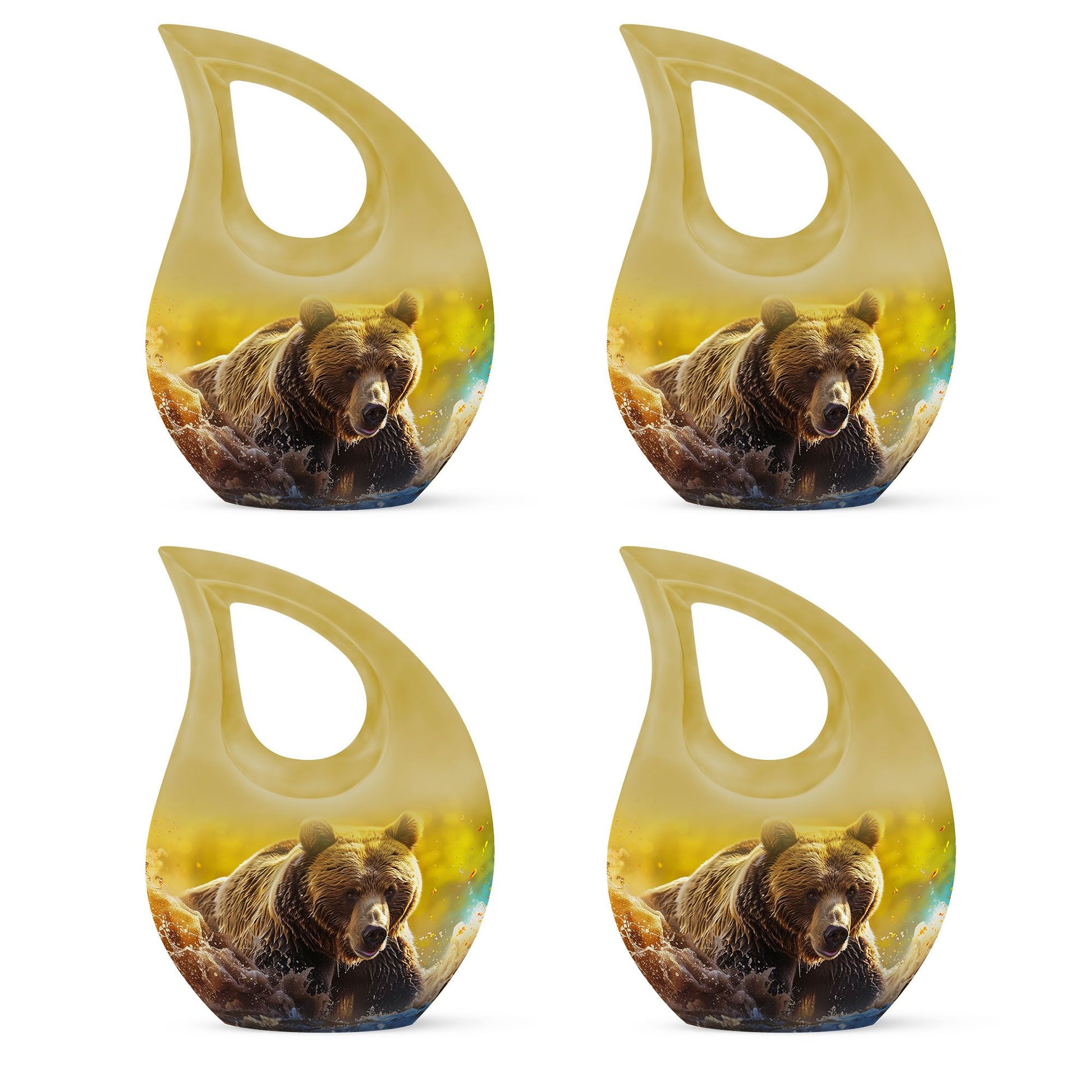 Affordable 10-inch bear themed cross drop memorial urn, 