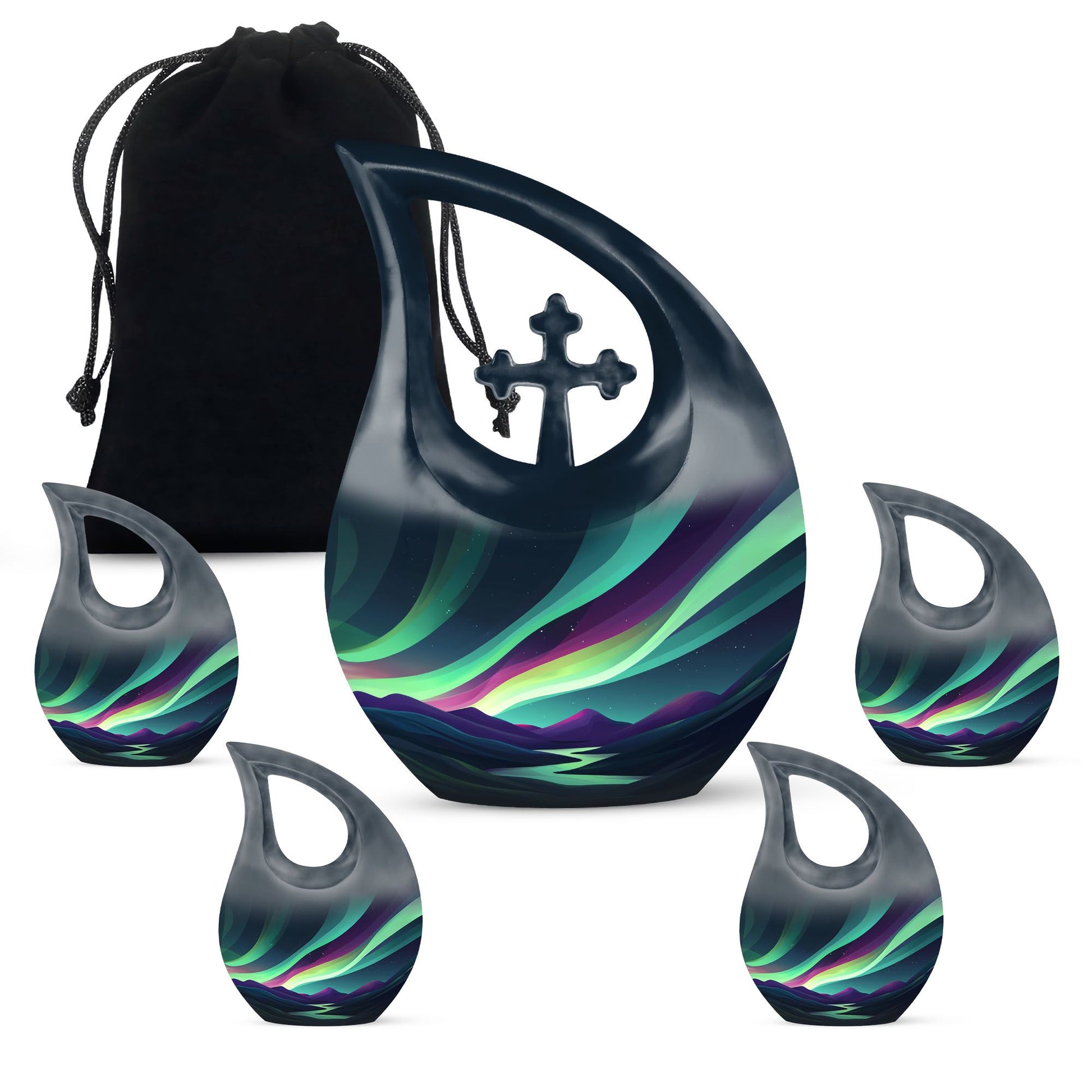 Northern Lights Funeral Urns - Large Decorative Urn For Male & Female