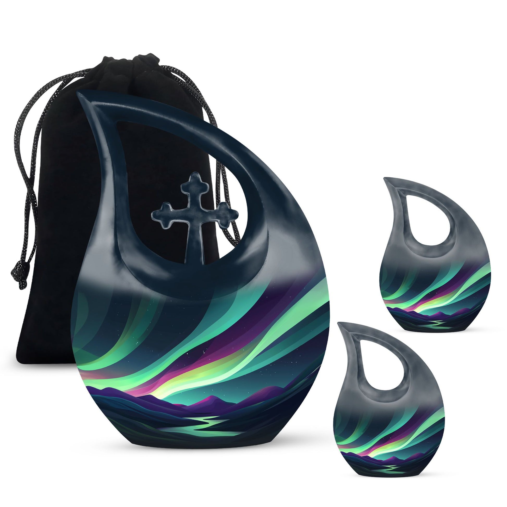 Northern Lights Funeral Urns - Large Decorative Urn For Male & Female