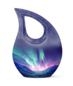 Northern Lights themed Cross Drop design urn