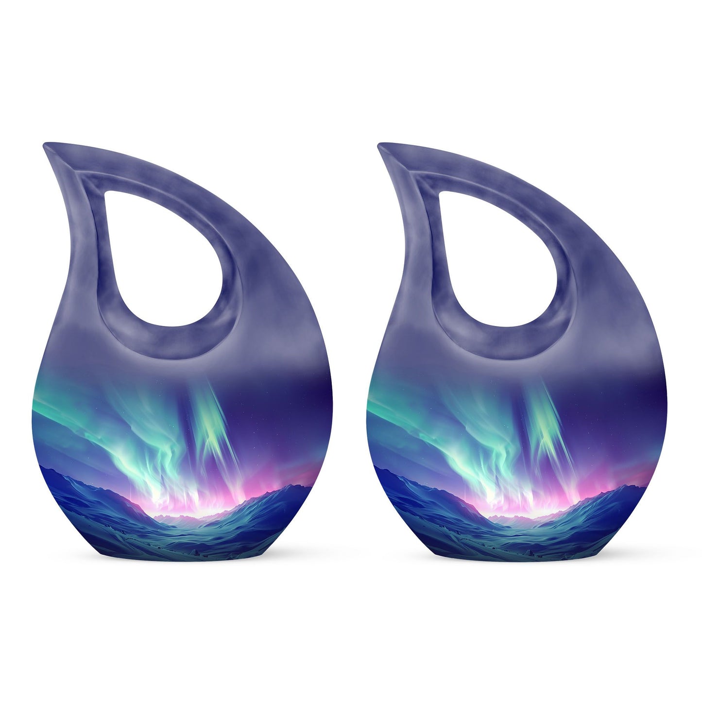 Northern Lights themed Cross Drop design urn