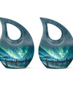 Northern Lights Large Urn For Ashes  - Cremation Urns For Man & Women
