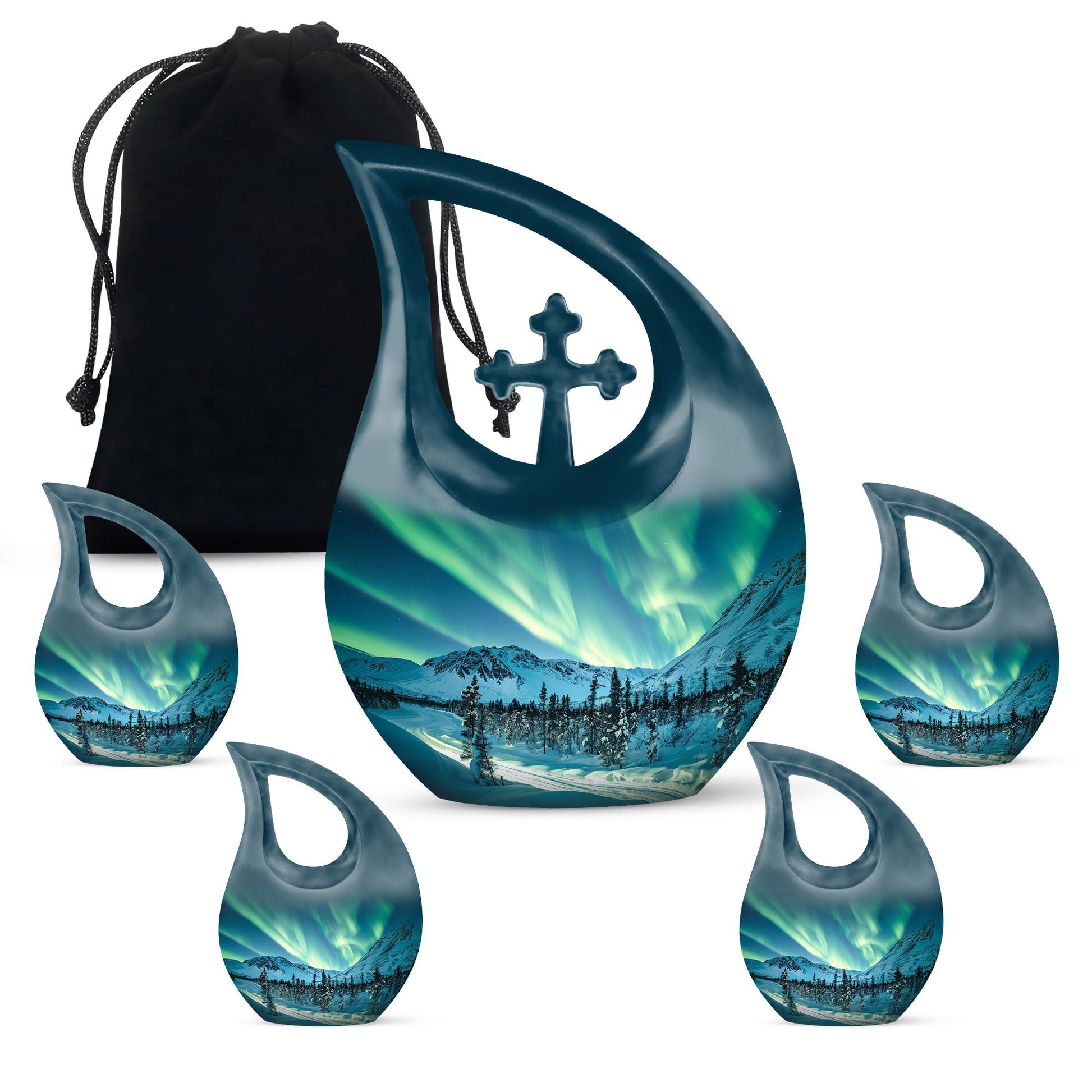 Northern Lights Large Urn For Ashes  - Cremation Urns For Man & Women