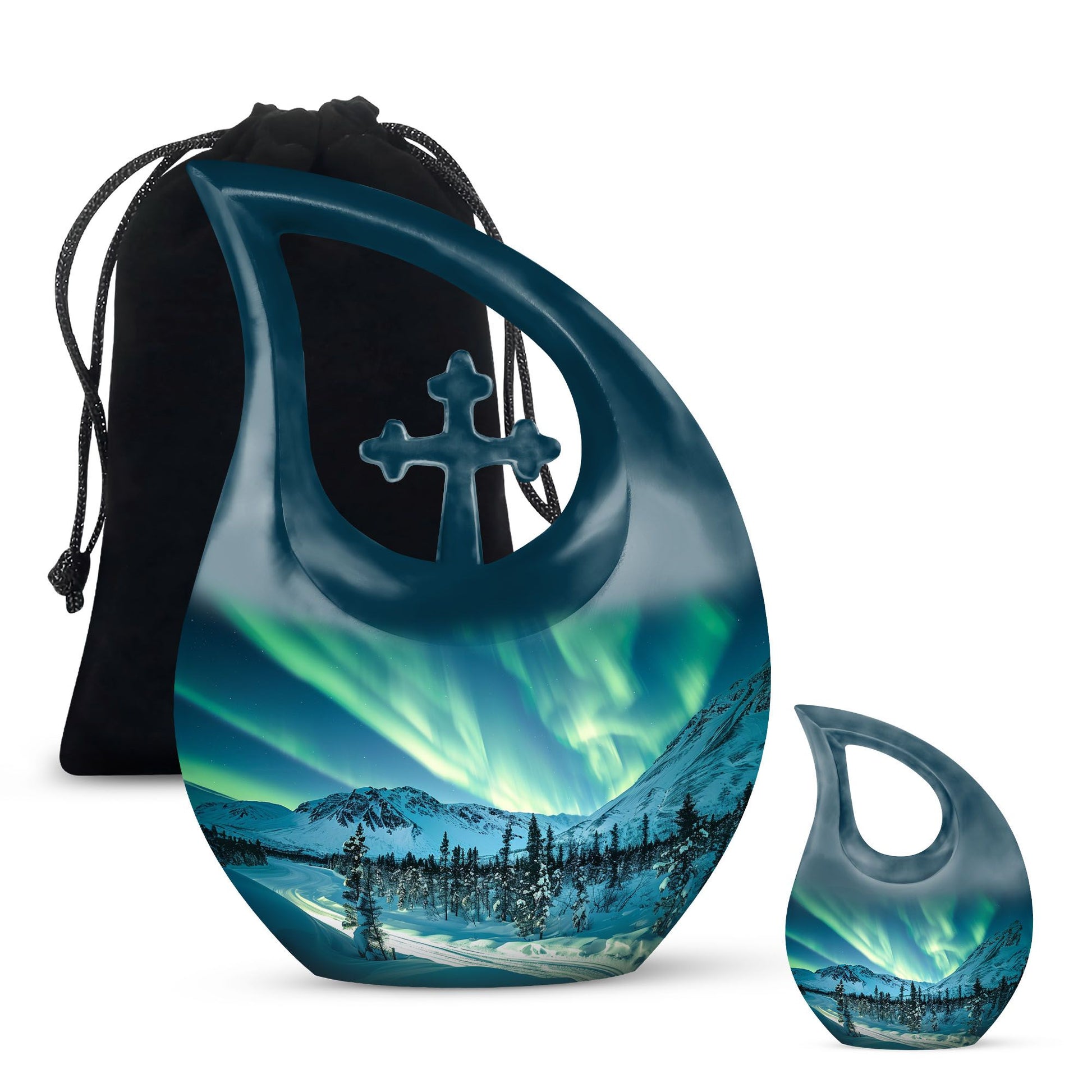 Northern Lights Large Urn For Ashes  - Cremation Urns For Man & Women