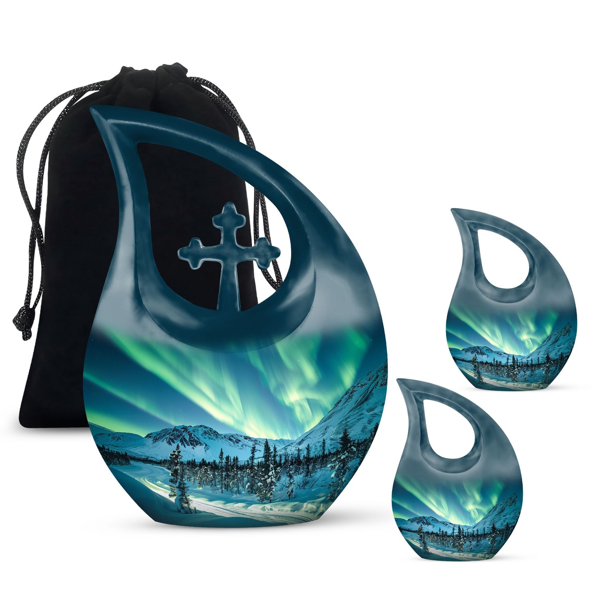 Northern Lights Large Urn For Ashes  - Cremation Urns For Man & Women