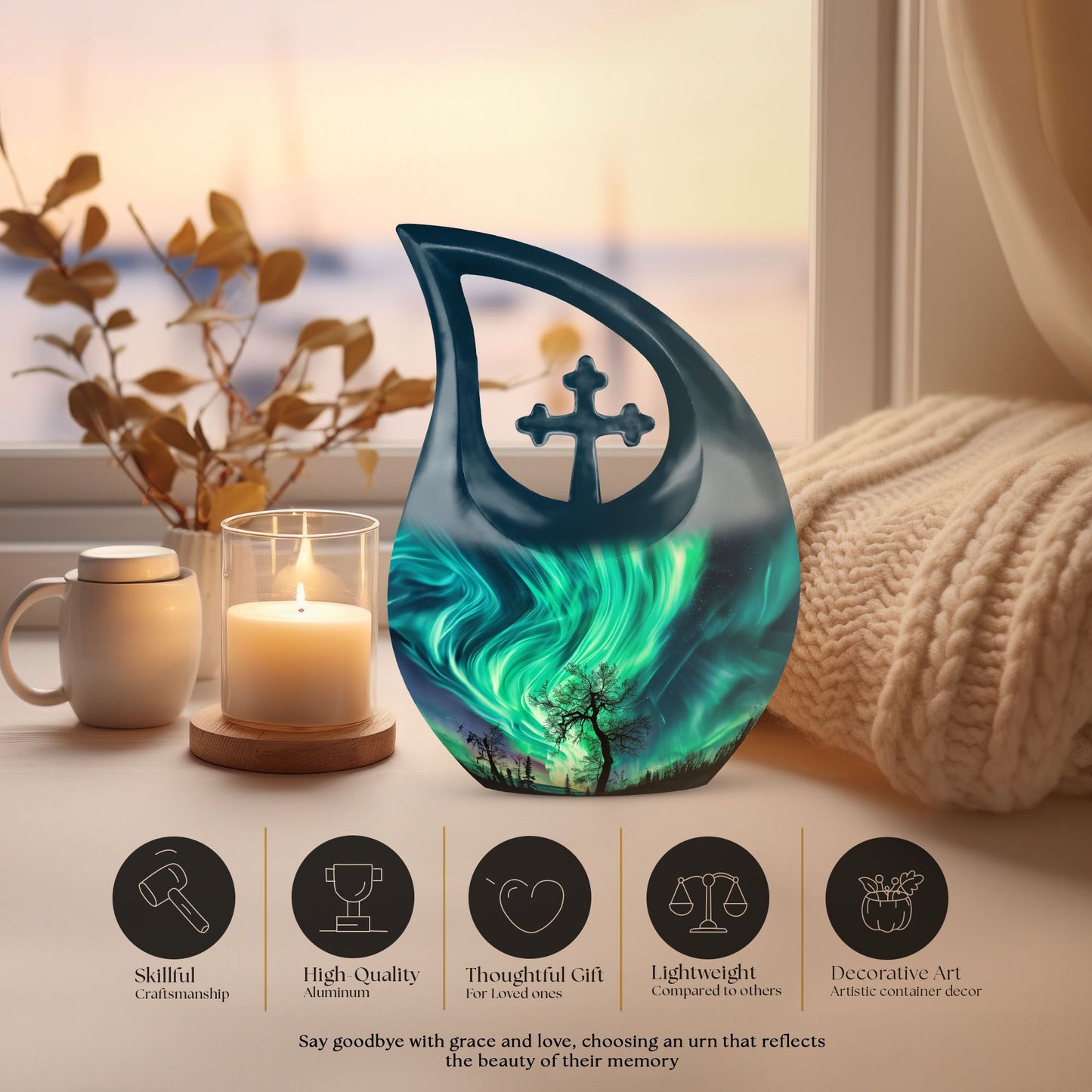 10-inch Northern Lights Memorial Urn 