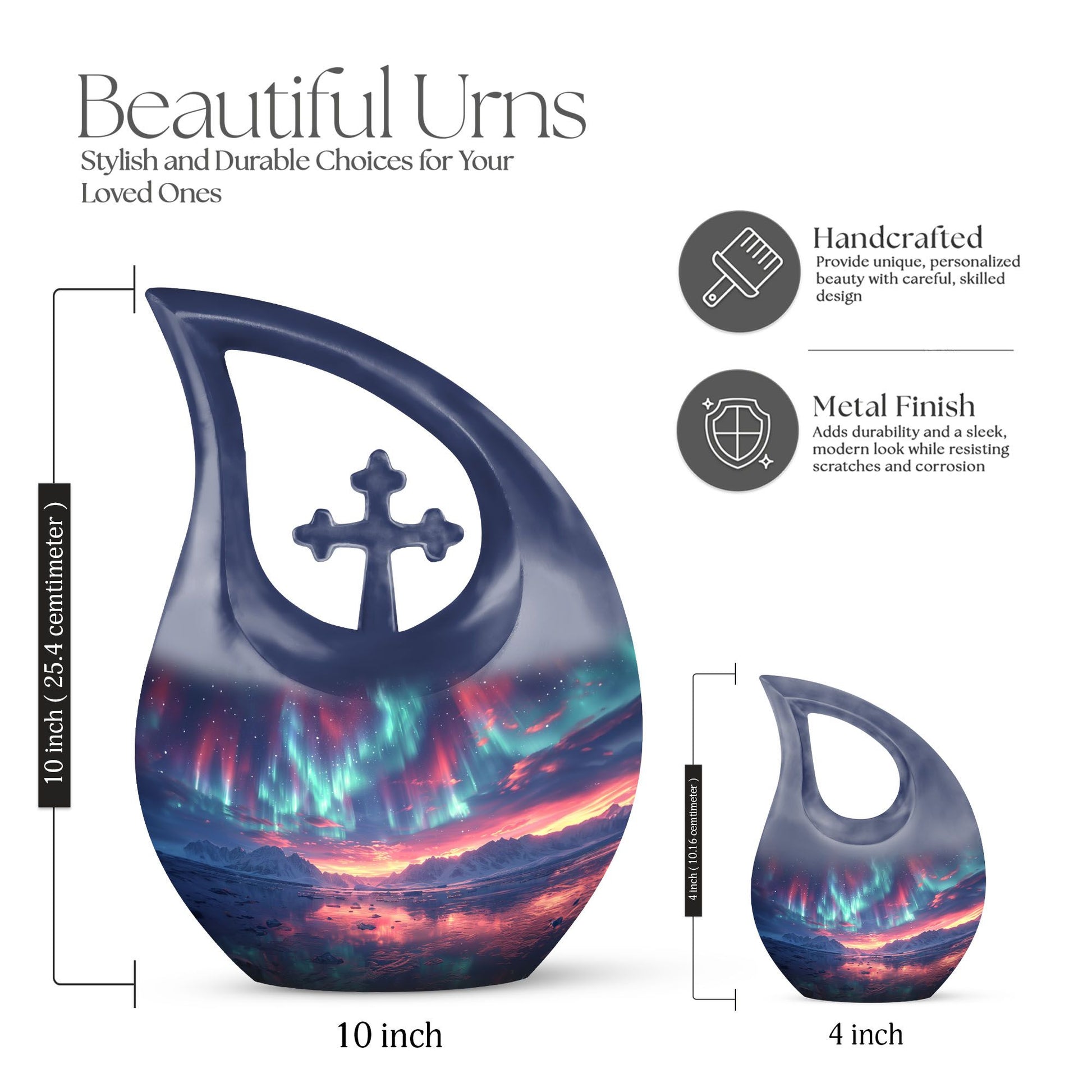 10 Inch Aluminum Northern Lights Urn 