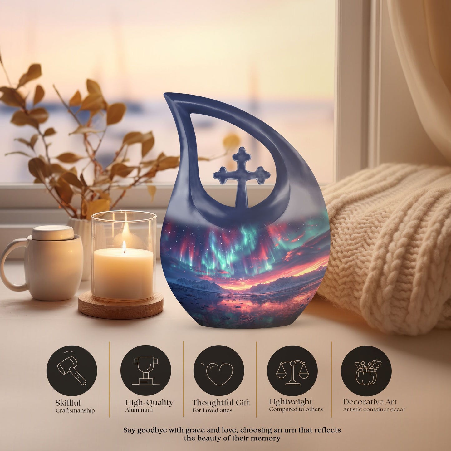 10 Inch Aluminum Northern Lights Urn 