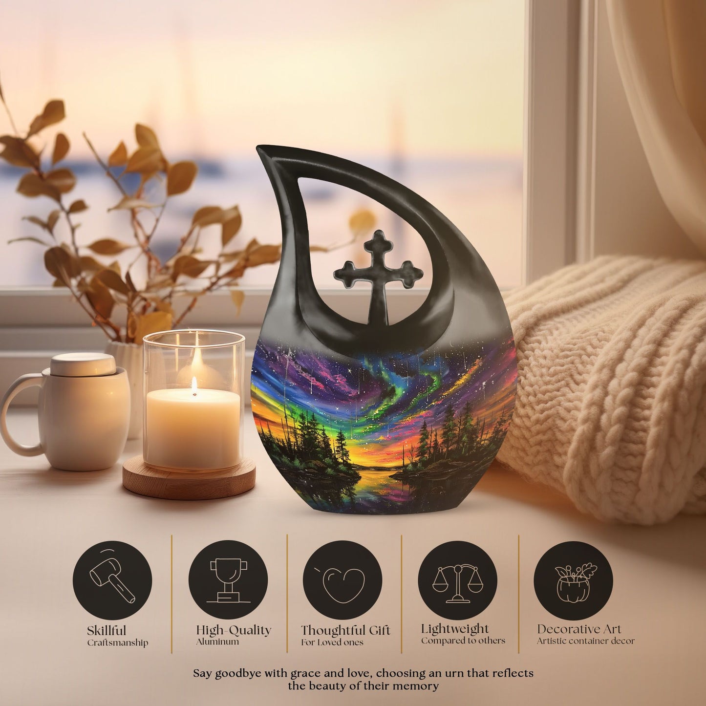 10 inch Northern Lights urn, 