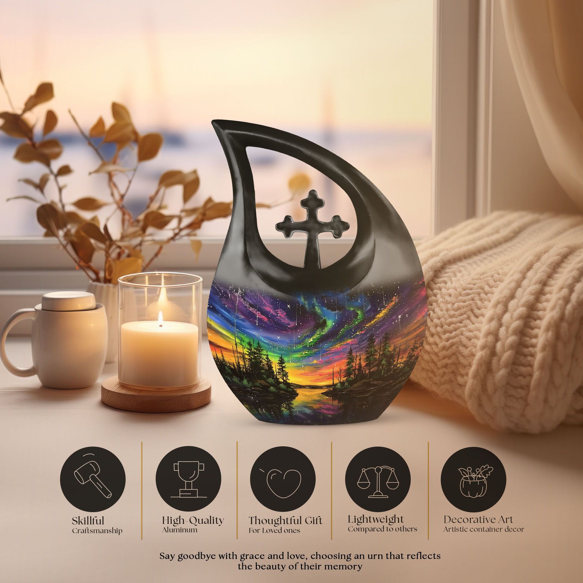 10 inch Northern Lights urn, 