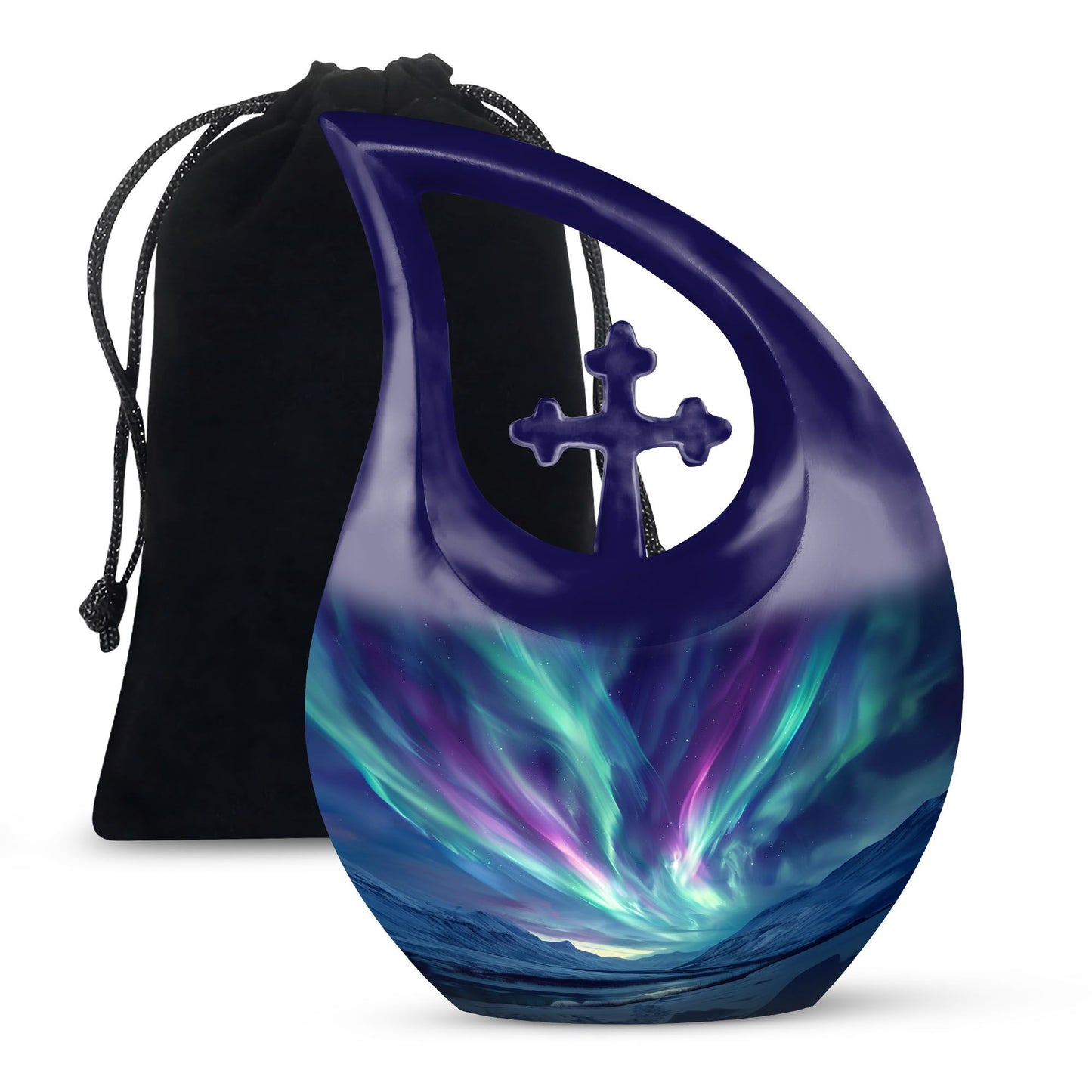Northern Lights Cross Drop Mini Urn 