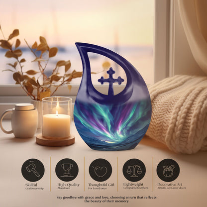 Northern Lights Cross Drop Mini Urn 