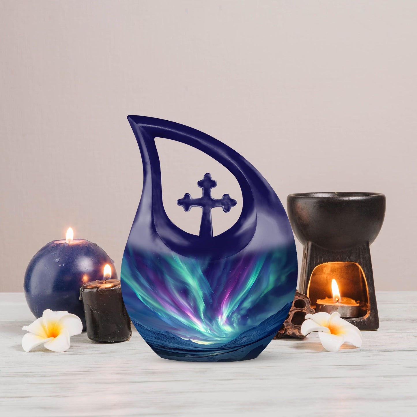 Northern Lights Cross Drop Mini Urn 
