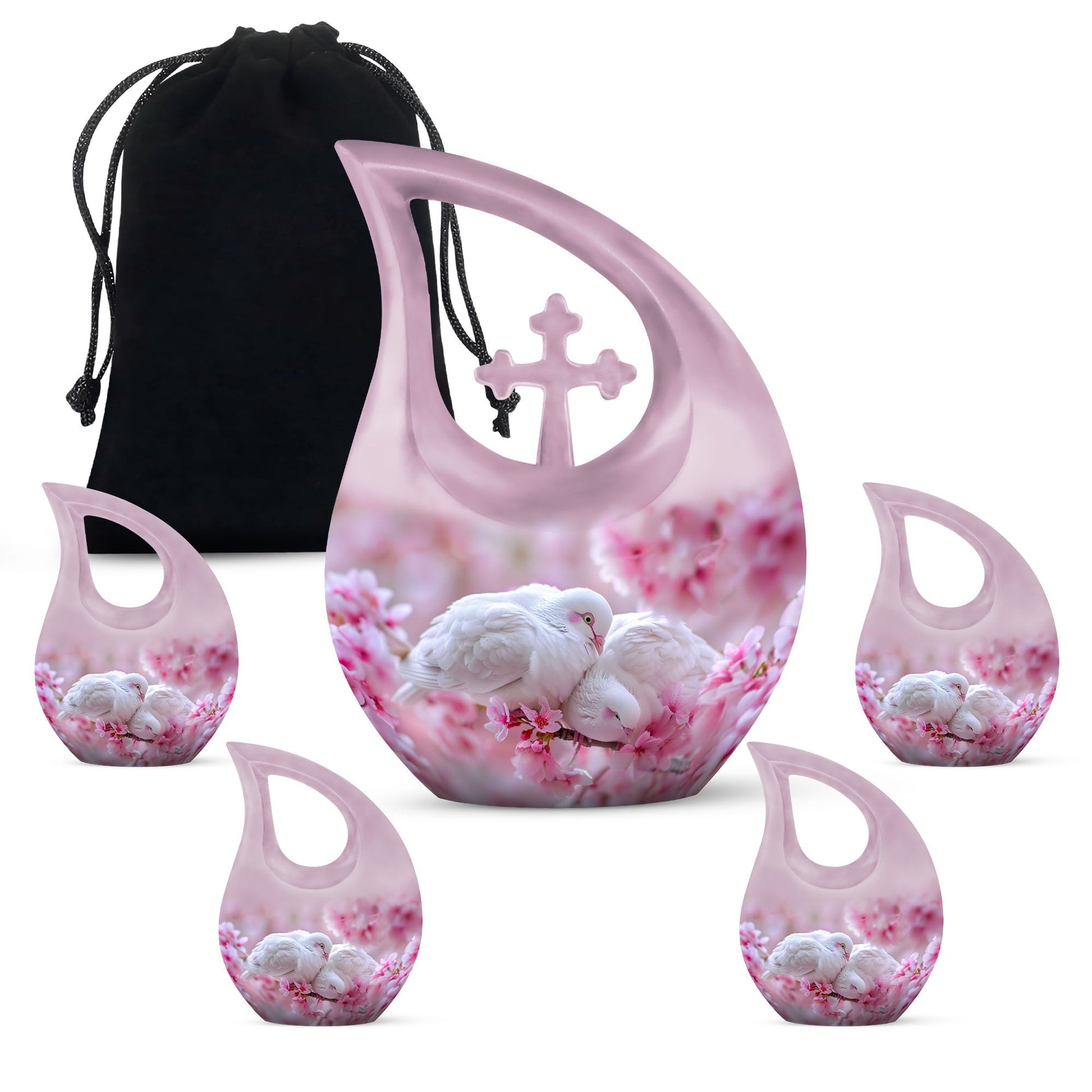 White Couple Dove Burial Urn - Cremation Urn For Loved Ones