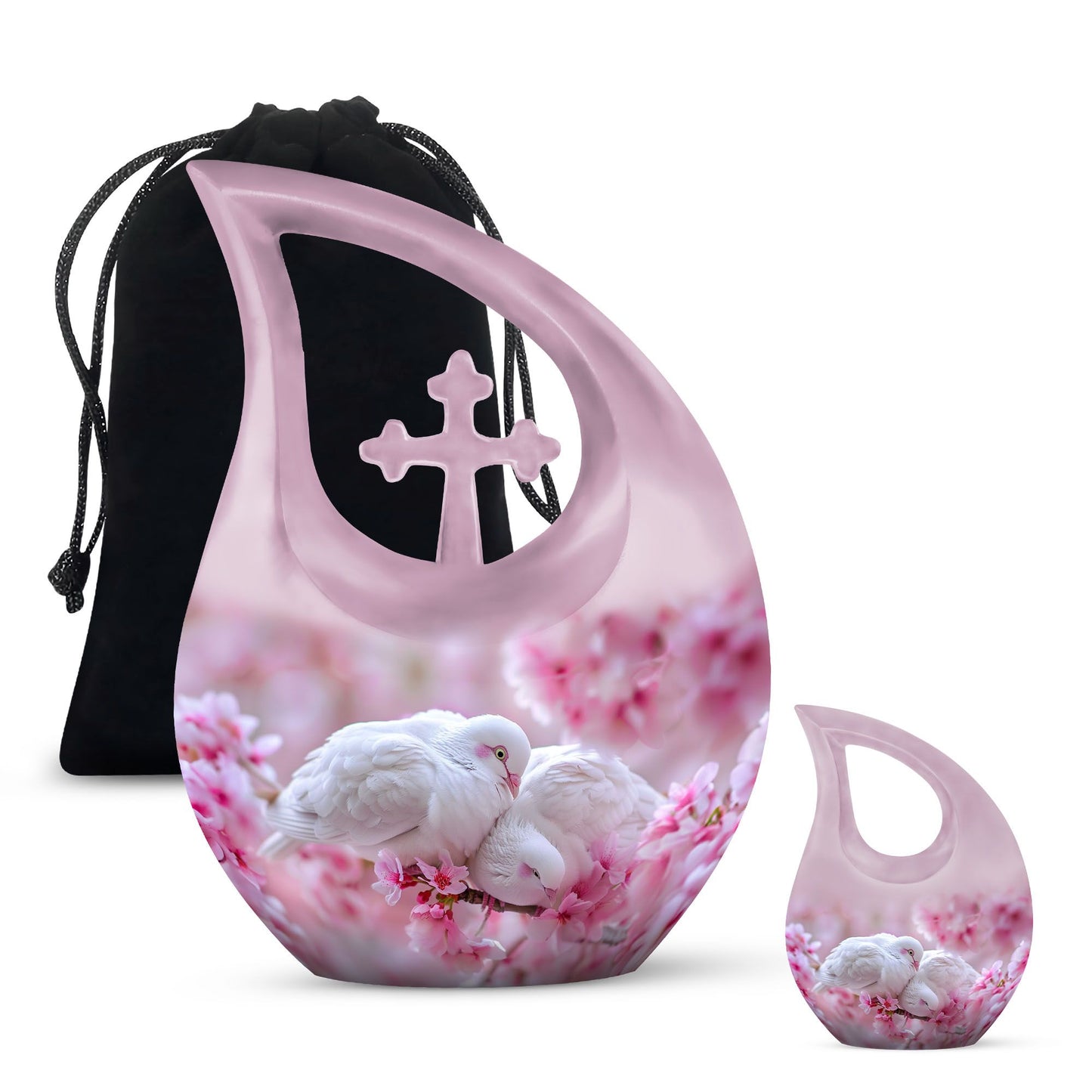 White Personalized Bird Cremation Urn for Human Ashes - 10-inch, 200 cu in - Yatskia