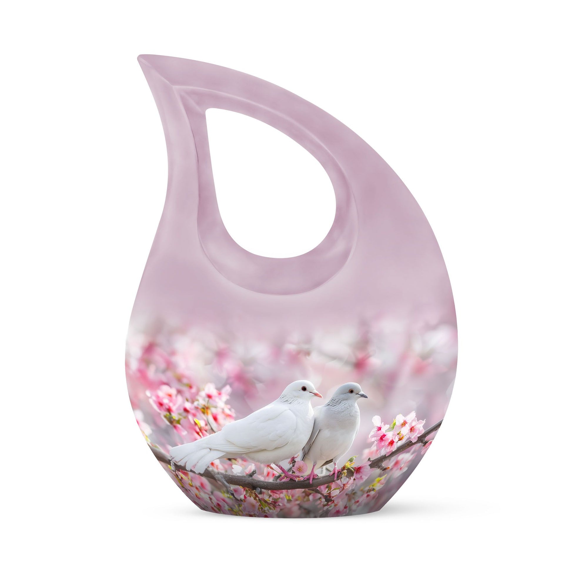 White Couple Dove Pink Urns For Loved Ones - Burial Urns For Couple