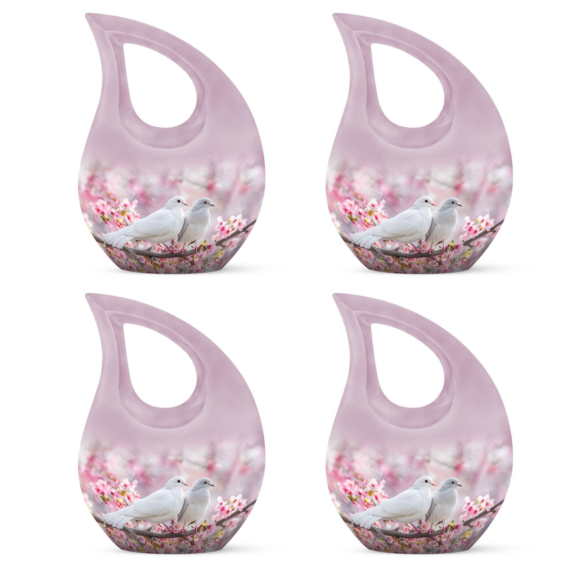 White Couple Dove Pink Urns For Loved Ones - Burial Urns For Couple