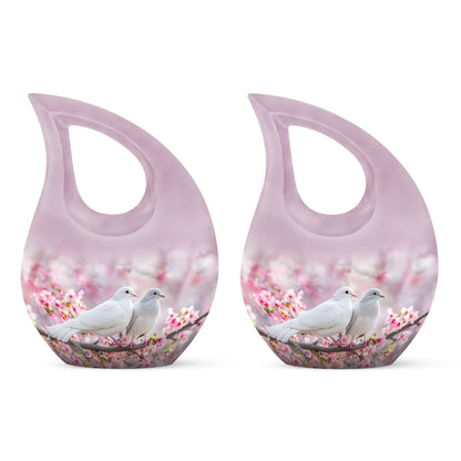 White Personalized Bird Cremation Urn for Human Ashes - 10-inch, 200 cu in - Yatskia