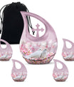 White Couple Dove Pink Urns For Loved Ones - Burial Urns For Couple