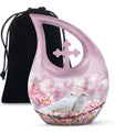 White Couple Dove Pink Urns For Loved Ones - Burial Urns For Couple