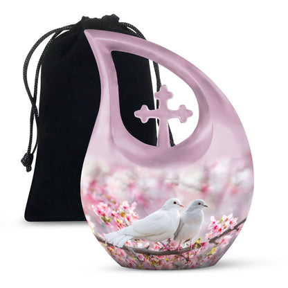 White Personalized Bird Cremation Urn for Human Ashes - 10-inch, 200 cu in - Yatskia