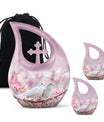 White Couple Dove Pink Urns For Loved Ones - Burial Urns For Couple