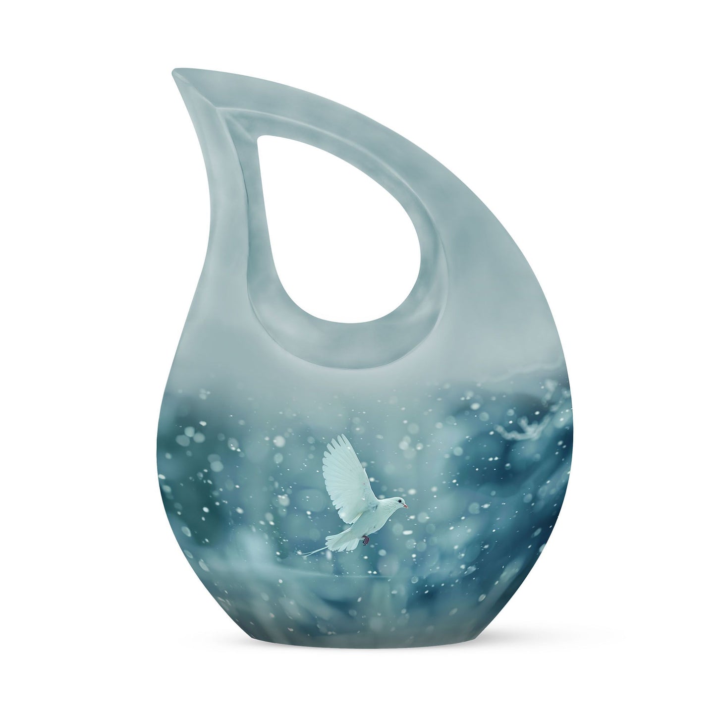 White Personalized Bird Cremation Urn for Human Ashes - 10-inch, 200 cu in - Yatskia