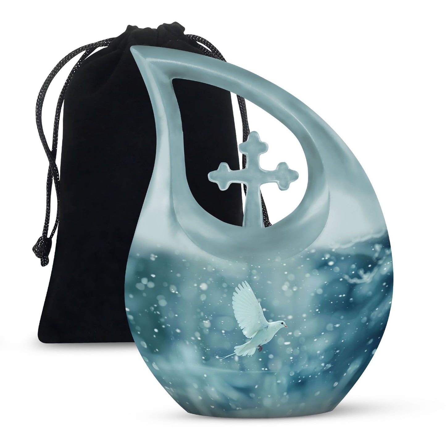 White Personalized Bird Cremation Urn for Human Ashes - 10-inch, 200 cu in - Yatskia