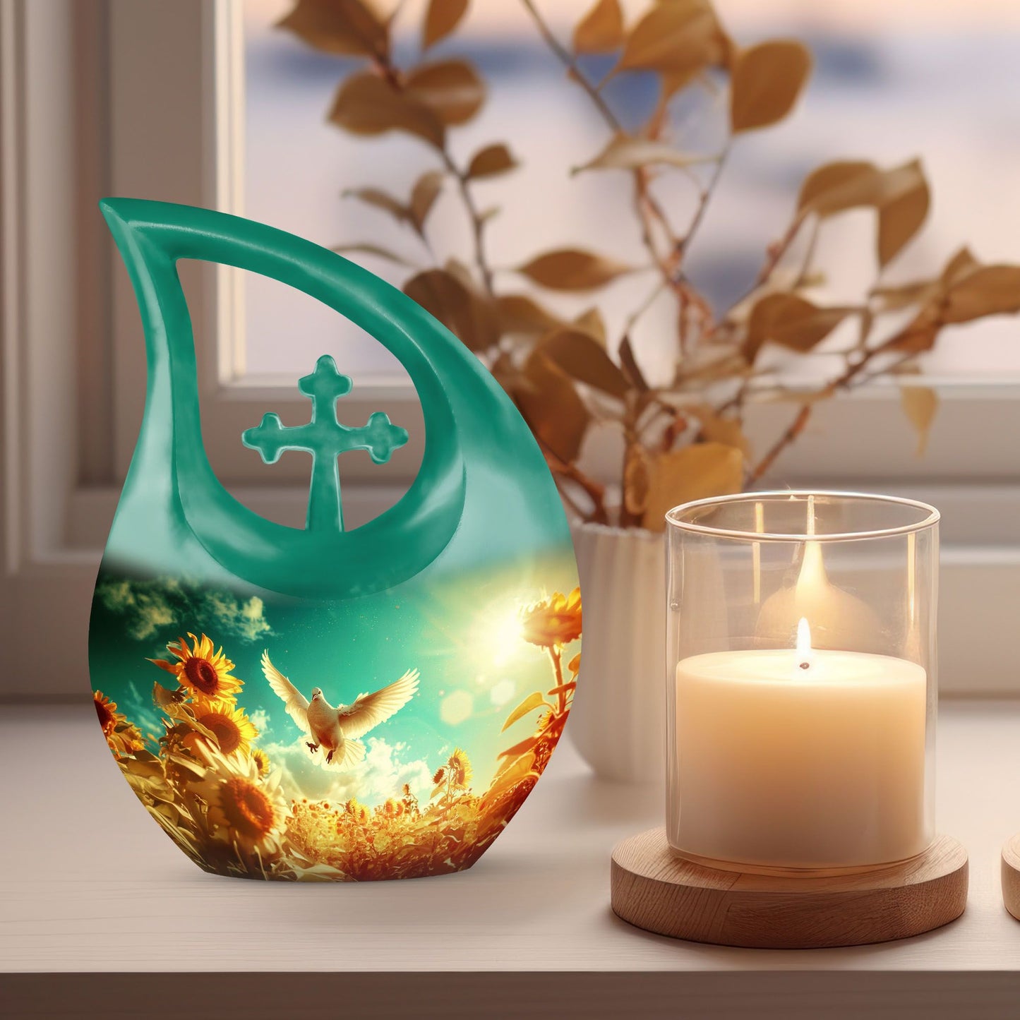 Dove Themed Aluminium Cremation Urn 