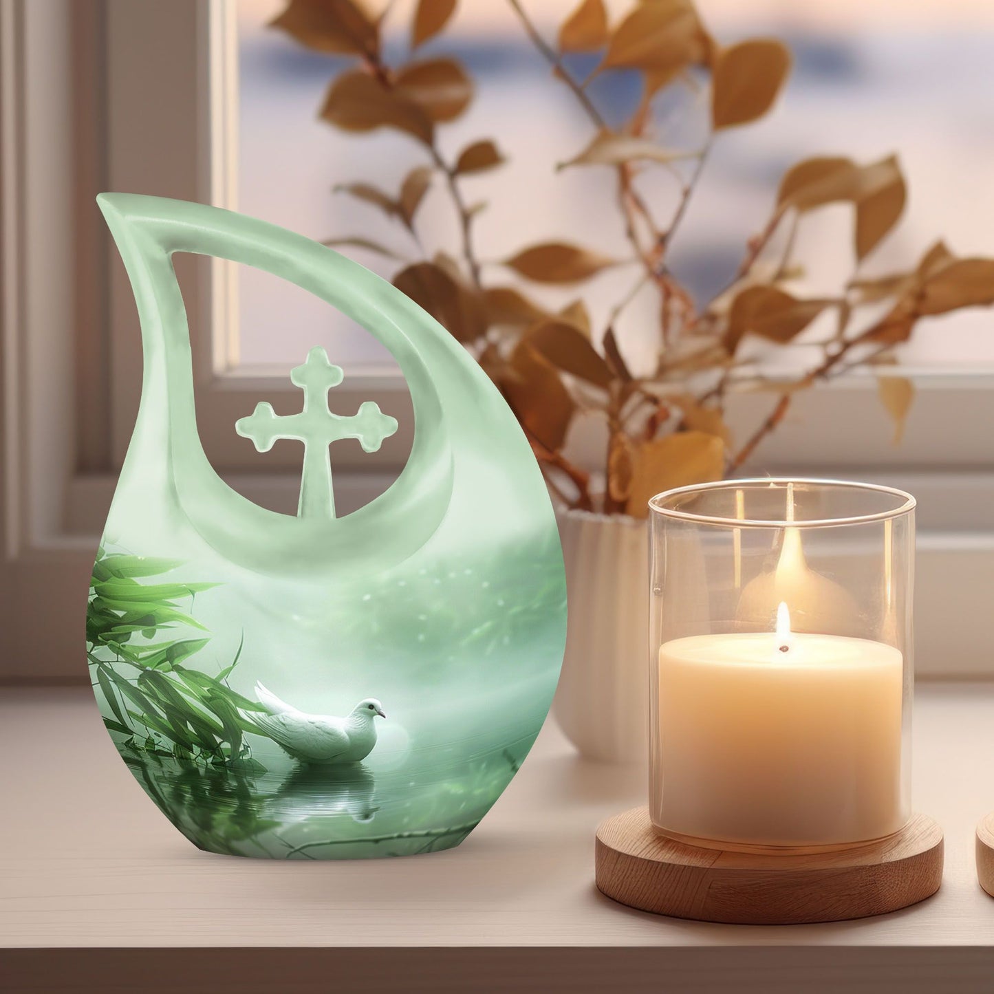 Dove-themed urns 