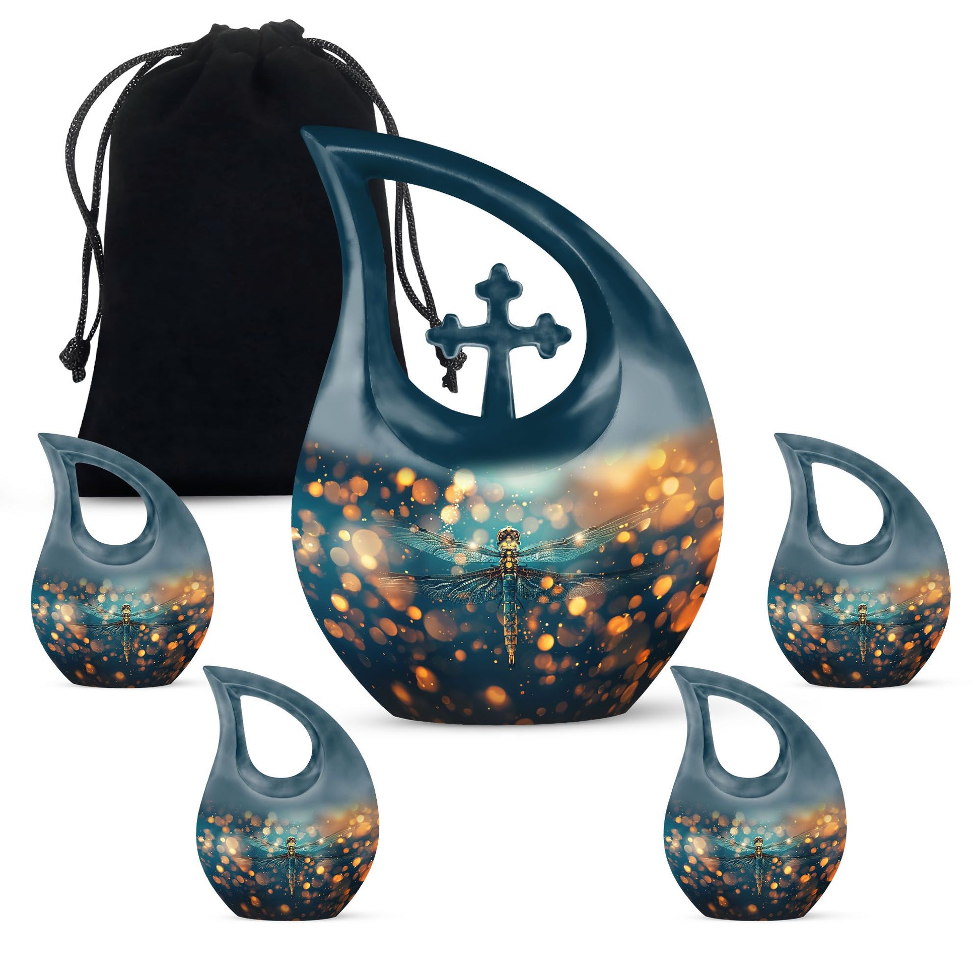 Green Dragonfly Burial Cremation Urns - Large Urn For Ashes For Women