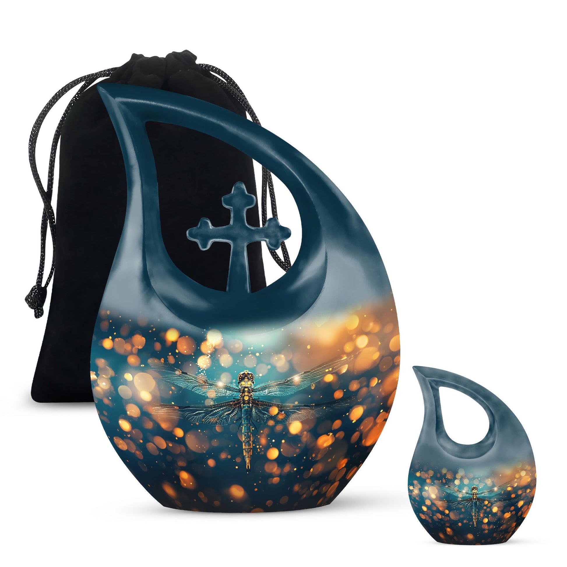 Green Dragonfly Burial Cremation Urns - Large Urn For Ashes For Women