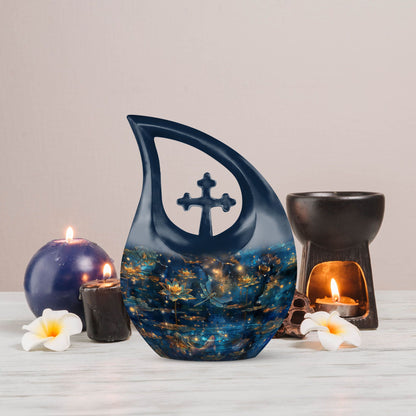 10-inch Dragonfly Cross Drop Urn