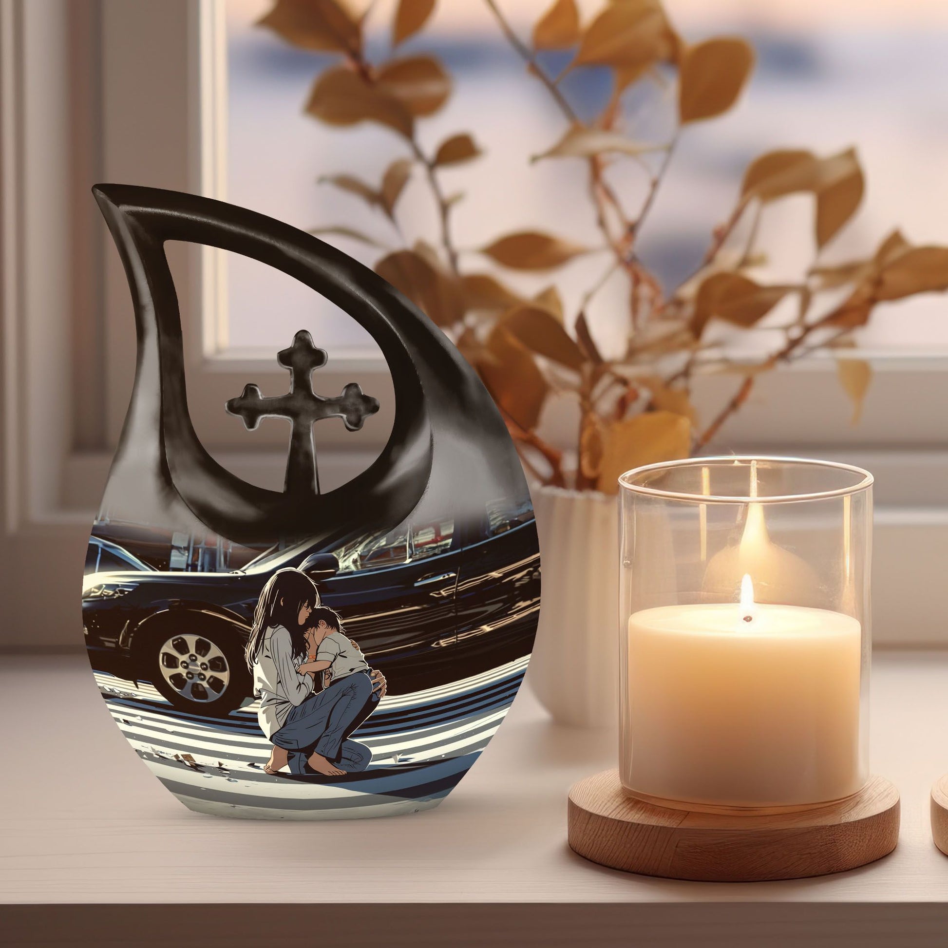 Aluminium, Mother themed Urn for Mom