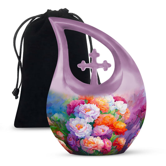 Flower Theme Cross Drop Urn