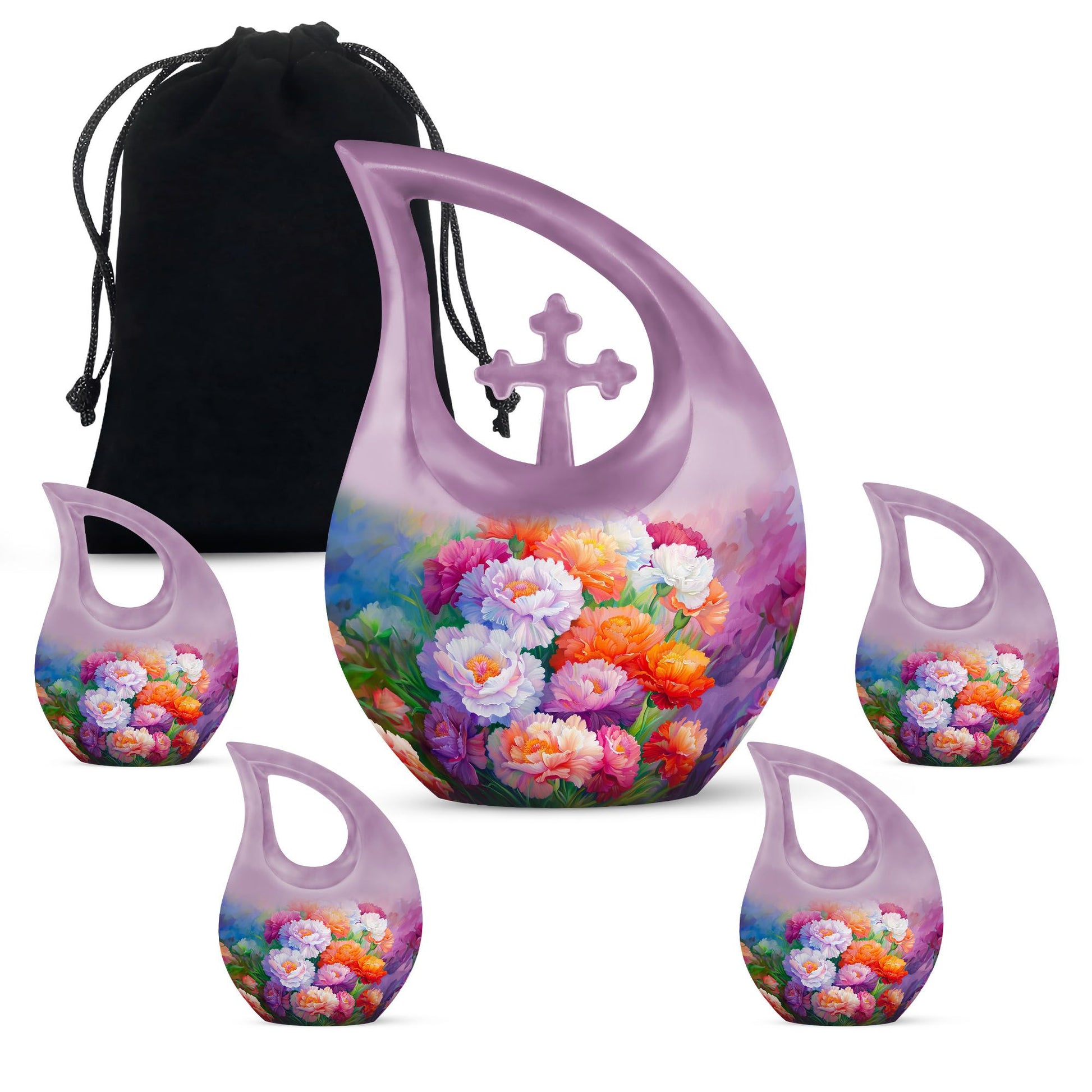 Flower Theme Cross Drop Urn