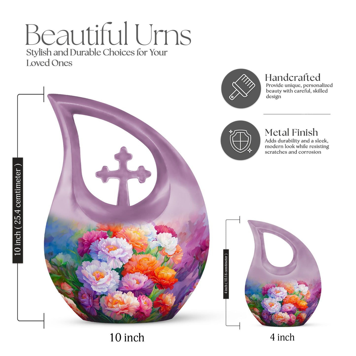 Flower Theme Cross Drop Urn