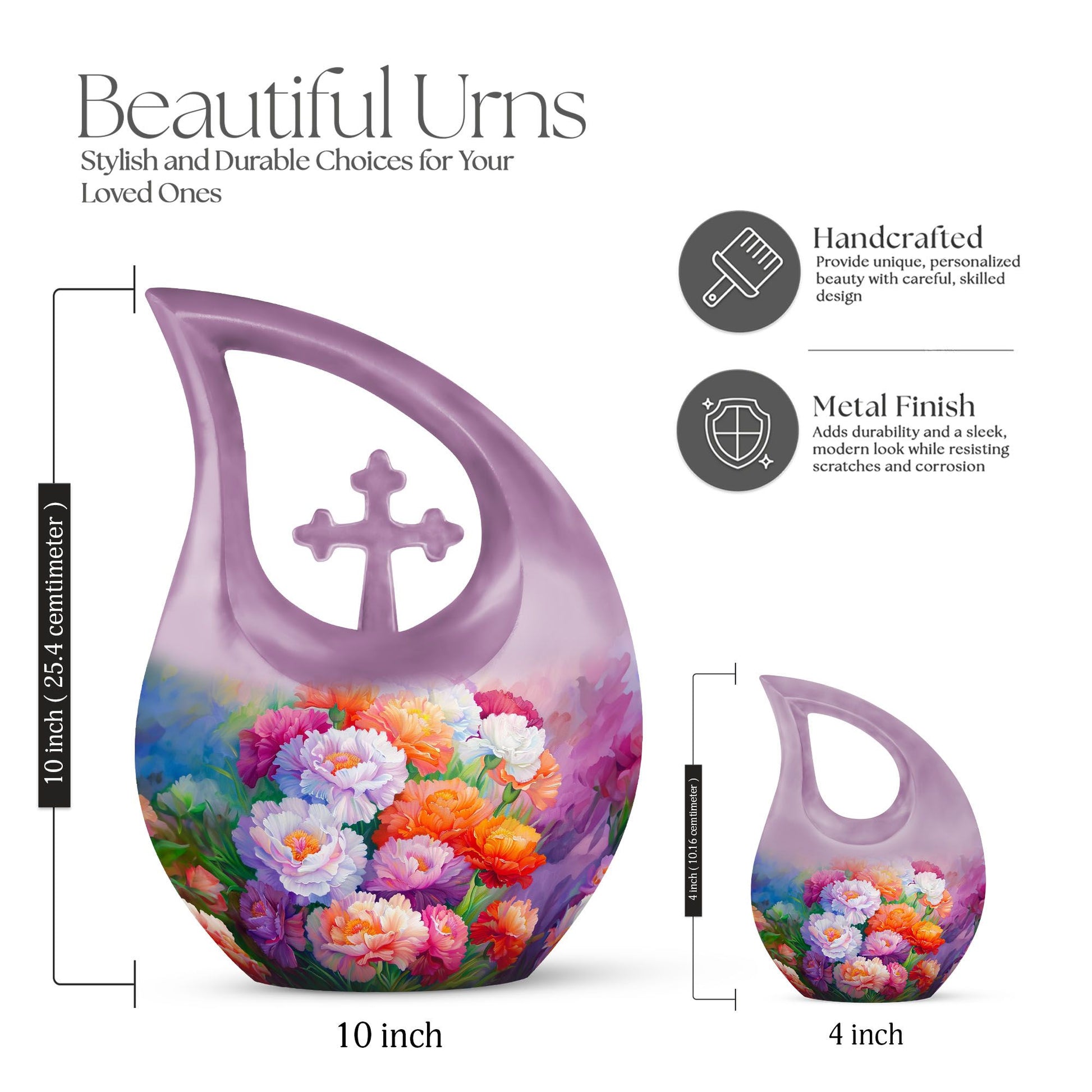 Flower Theme Cross Drop Urn