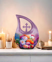 Flower Theme Cross Drop Urn