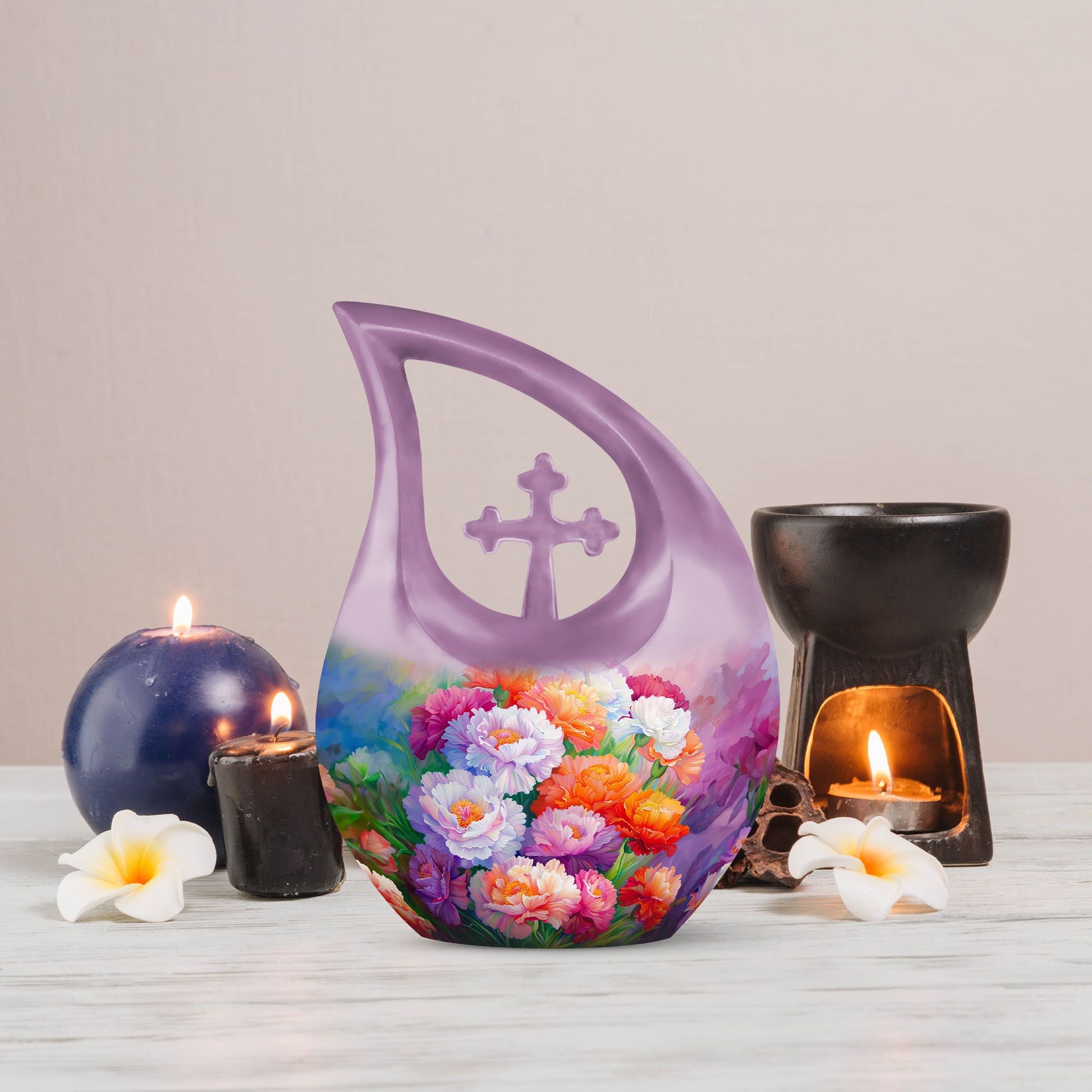 Flower Theme Cross Drop Urn