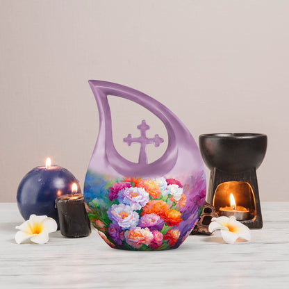 Flower Theme Cross Drop Urn
