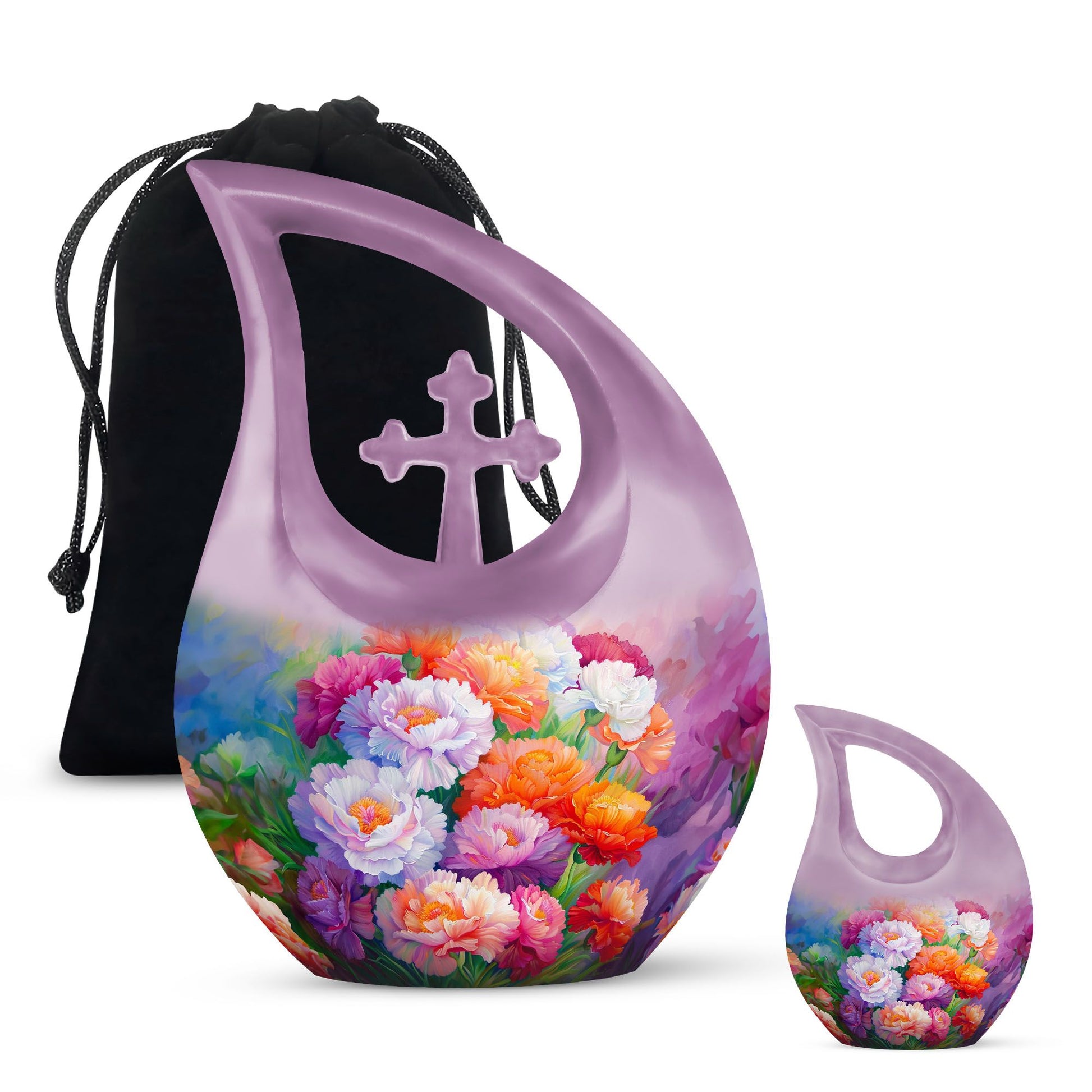 Flower Theme Cross Drop Urn