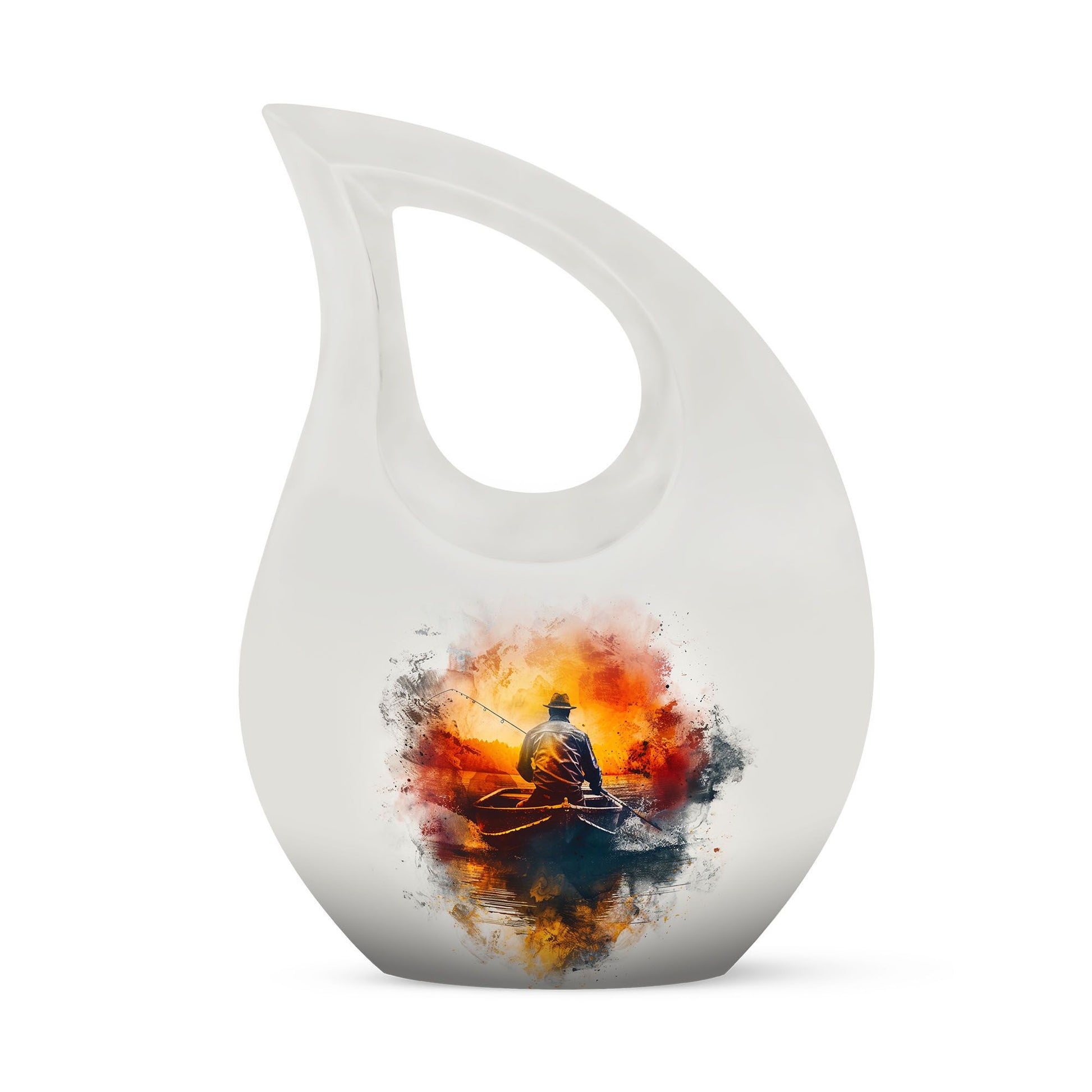 Father Fishing White Burial Urns For Ashes  - Cremation Urns Adults