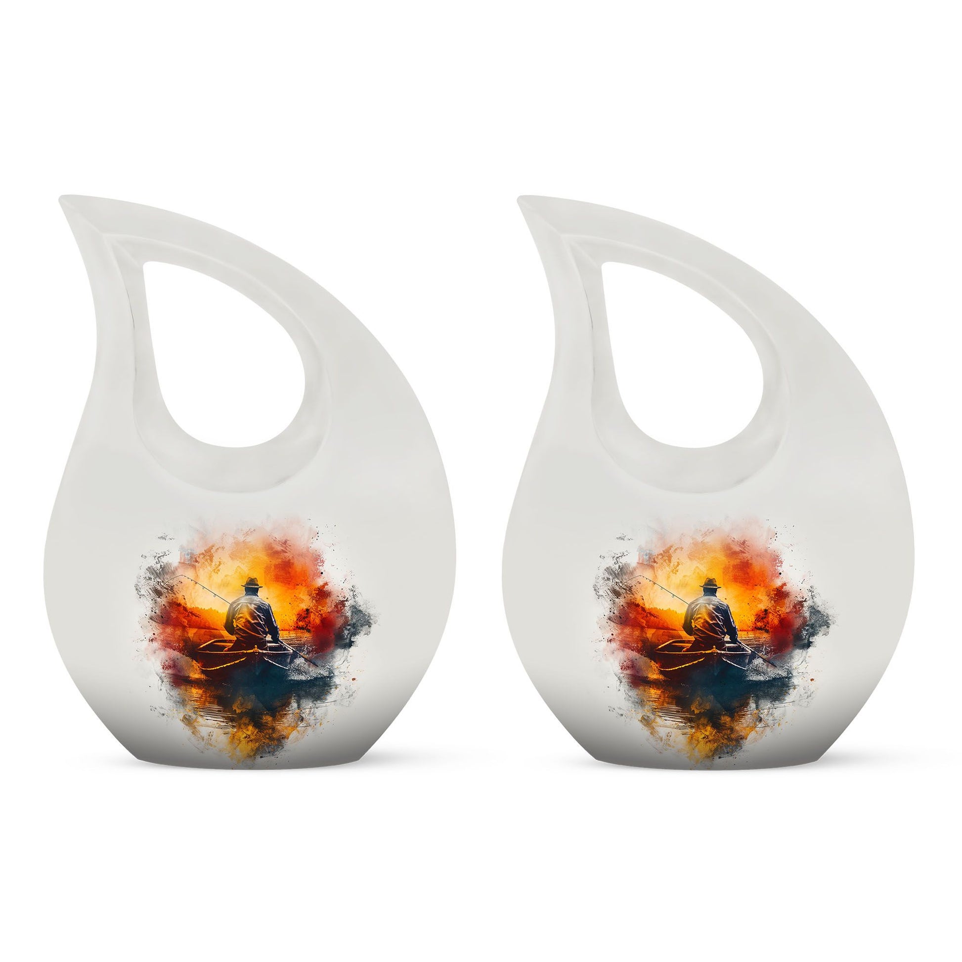 Father Fishing White Burial Urns For Ashes  - Cremation Urns Adults