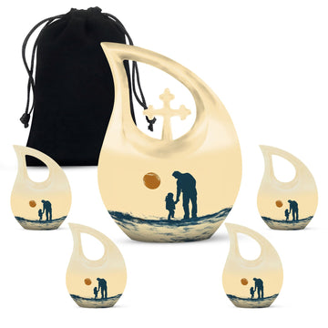 10 inch large Urn with 4 Keepsake 3 Inch Urns