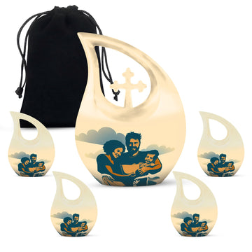 10 inch large Urn with 4 Keepsake 3 Inch Urns