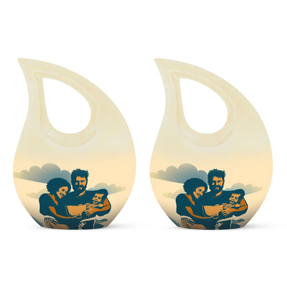 Father Son Fishing theme Custom Urn for Human Ashes